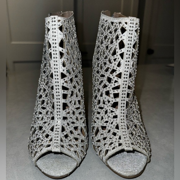 Rhinestone open toe booties - Picture 2 of 4